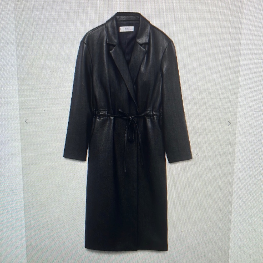 Mango Leather-effect Coat with belt